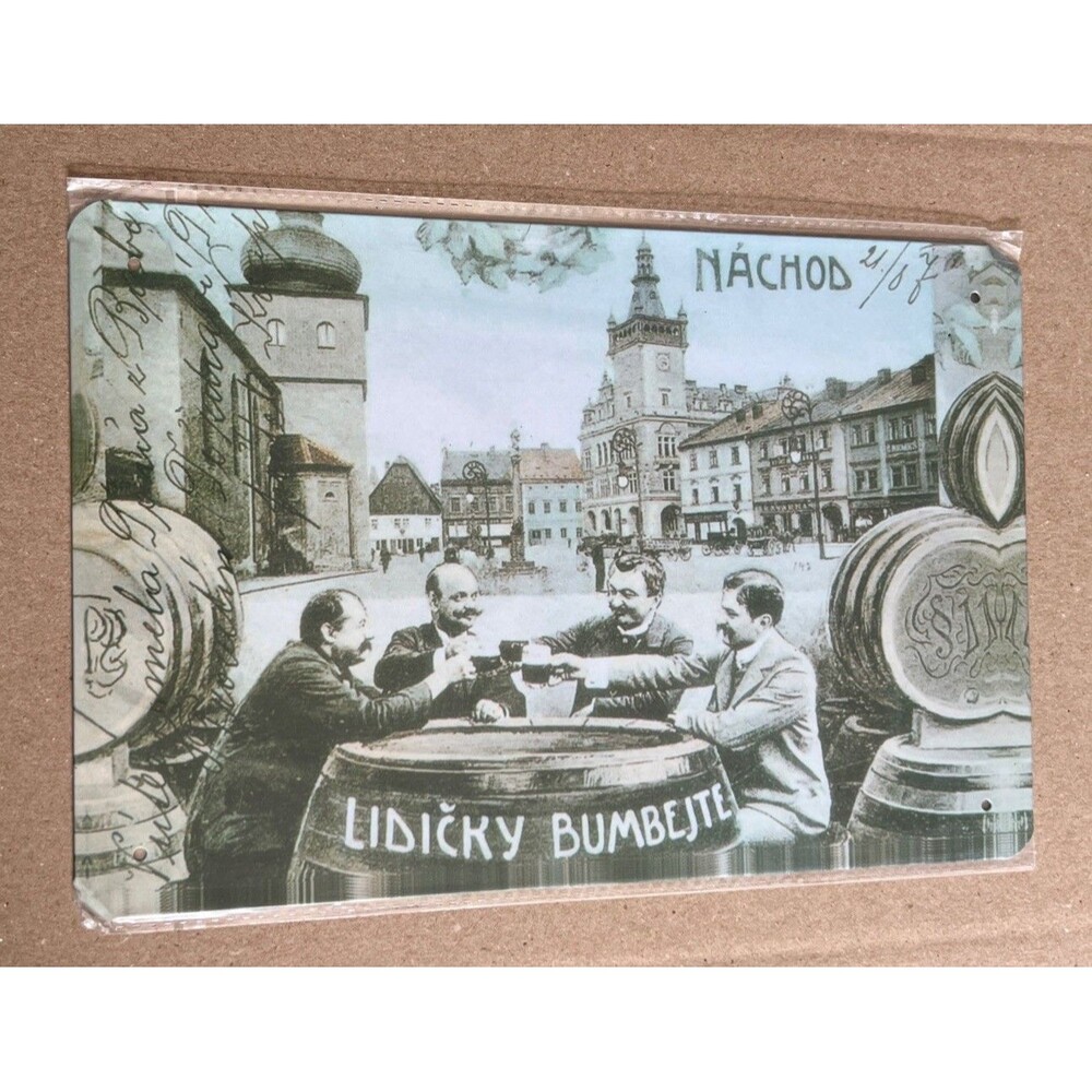 DRINK UP!  Beer Barrel Nachod, Czech Republic Sign - Metal Tin Wall  12x8”